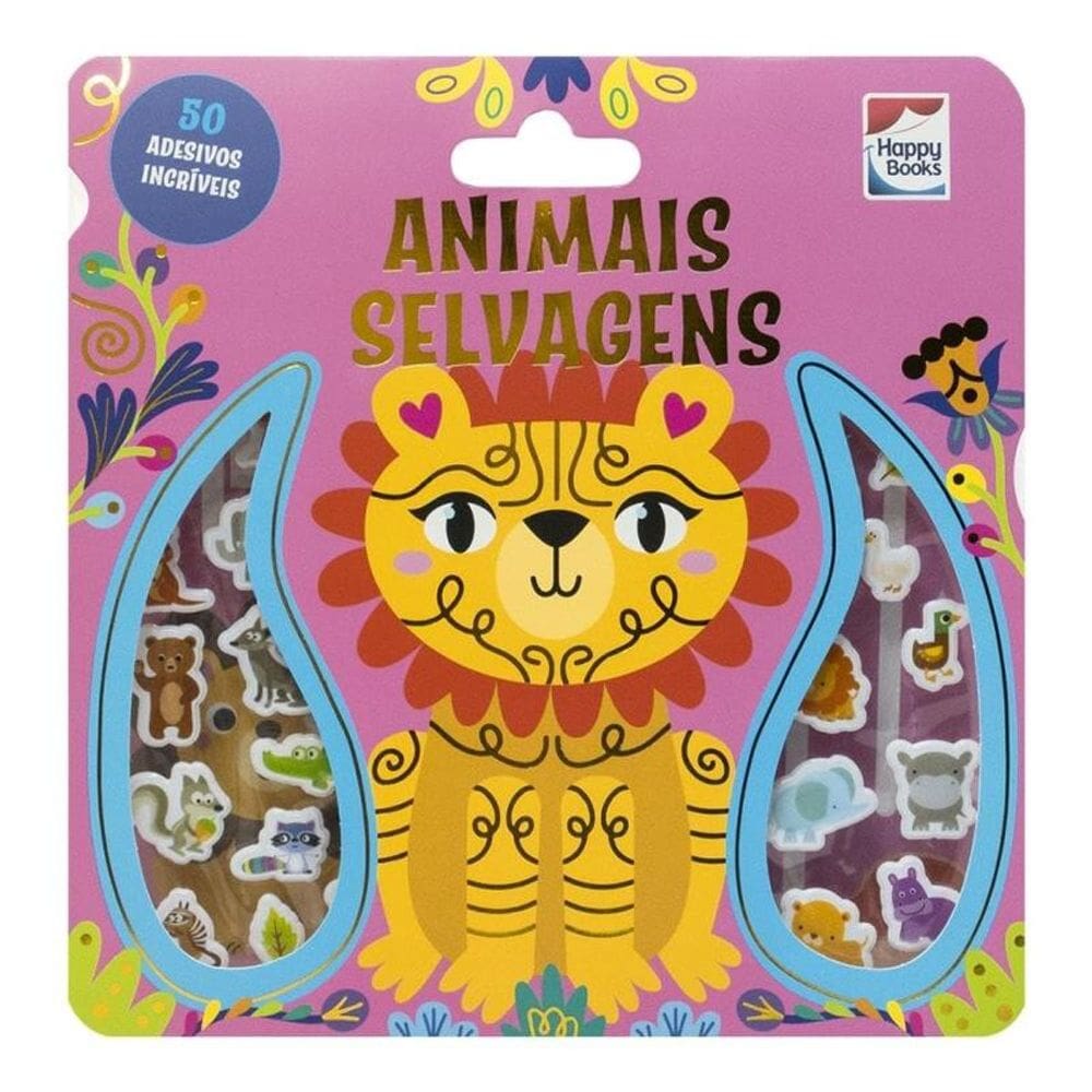 Livro Com Adesivos Fofinhos - Animais Selvagens - Happy Books