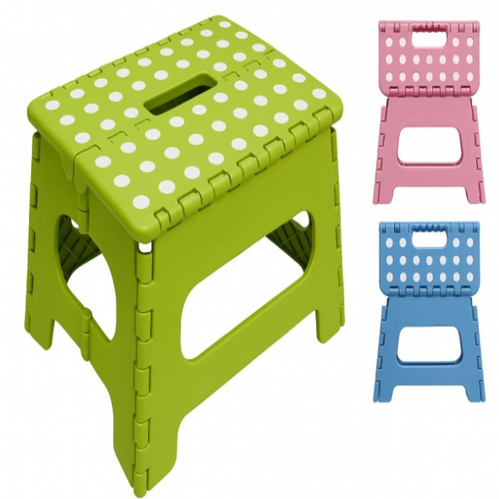 Banqueta Dobravel 130Kg Banco Portatil Cadeira Multiuso Banquinho Resistente Infantil Adulto Plastica Escada Banheiro Ca