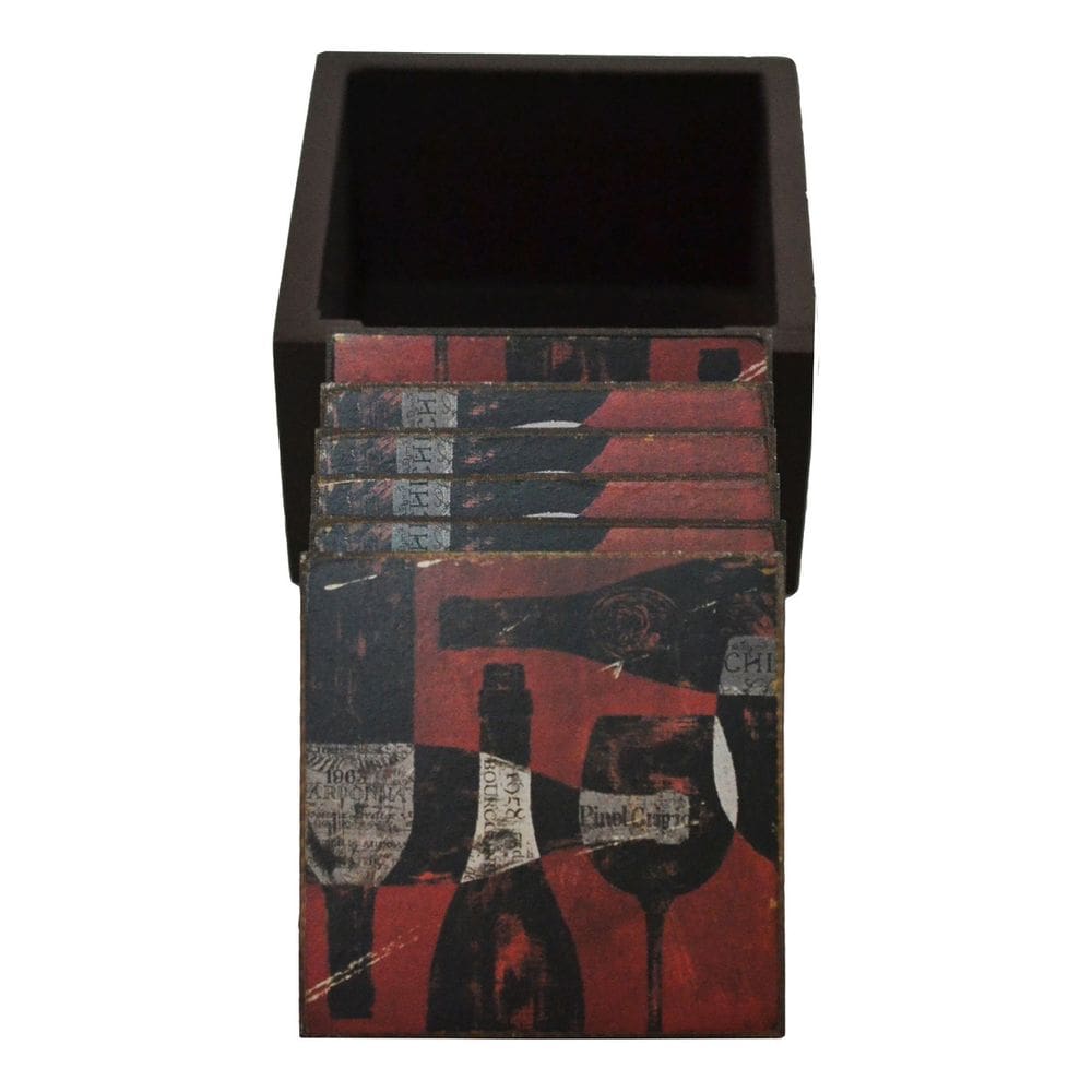 Porta Copos Quadrados Decorados Charmoso Taça de Vinho