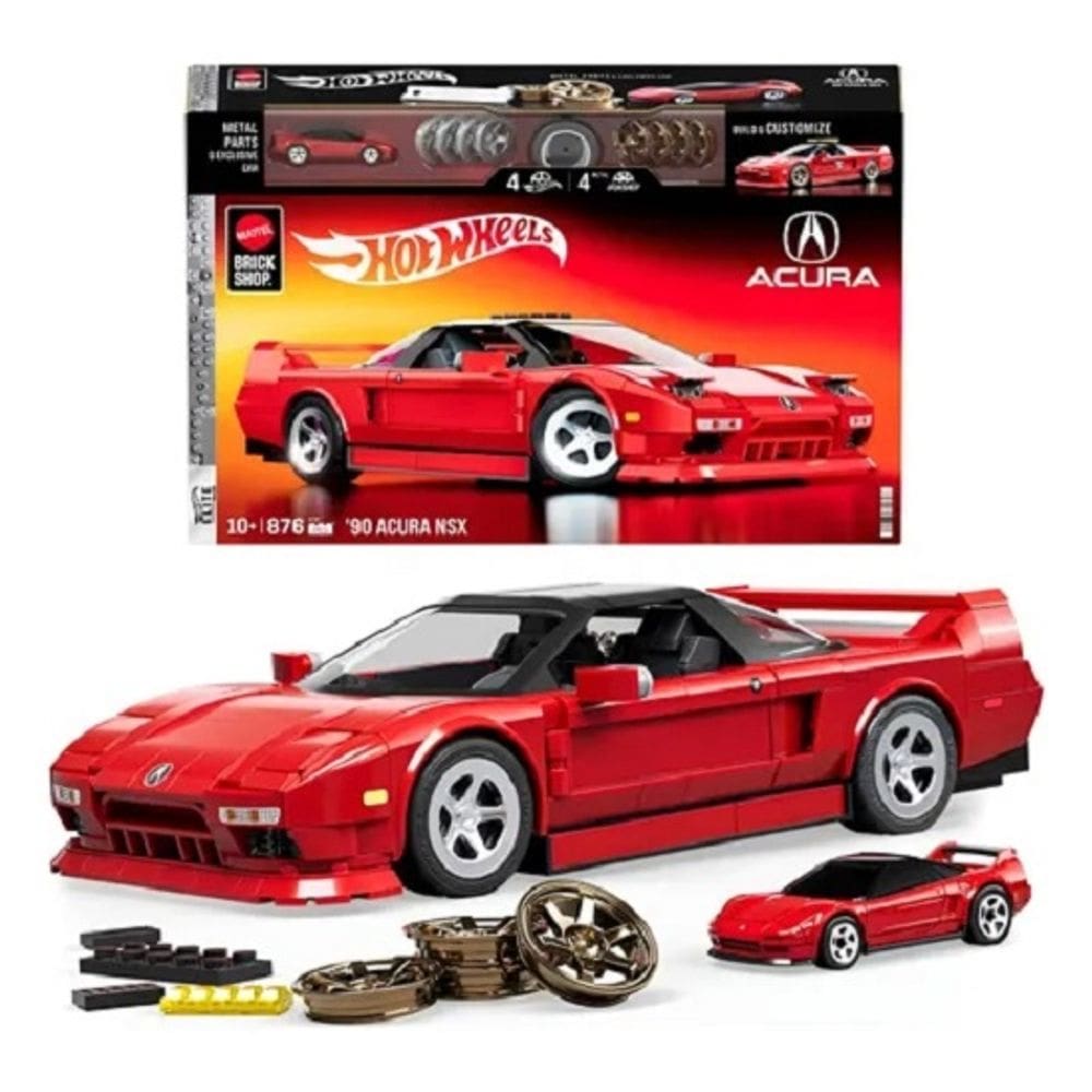 Hot Wheels Brick Shop Blocos Montar Custom Acura NSX 90 – Exclusiva Miniatura Metal – 876 peças