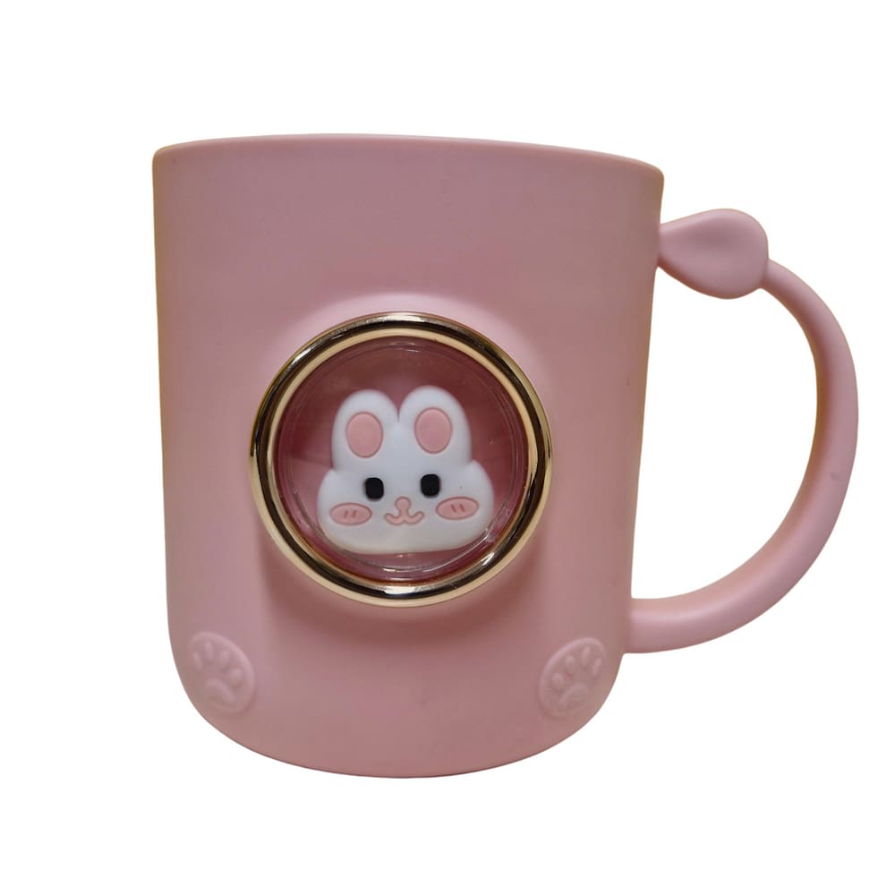 Caneca Porta Escovas De Dentes Para Crianças Rosa Com Coelhinho FWB