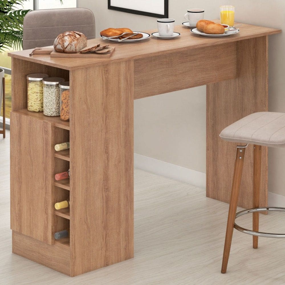 Bancada de Cozinha Penha 1 Porta e Adega Marrom - Panorama Móveis