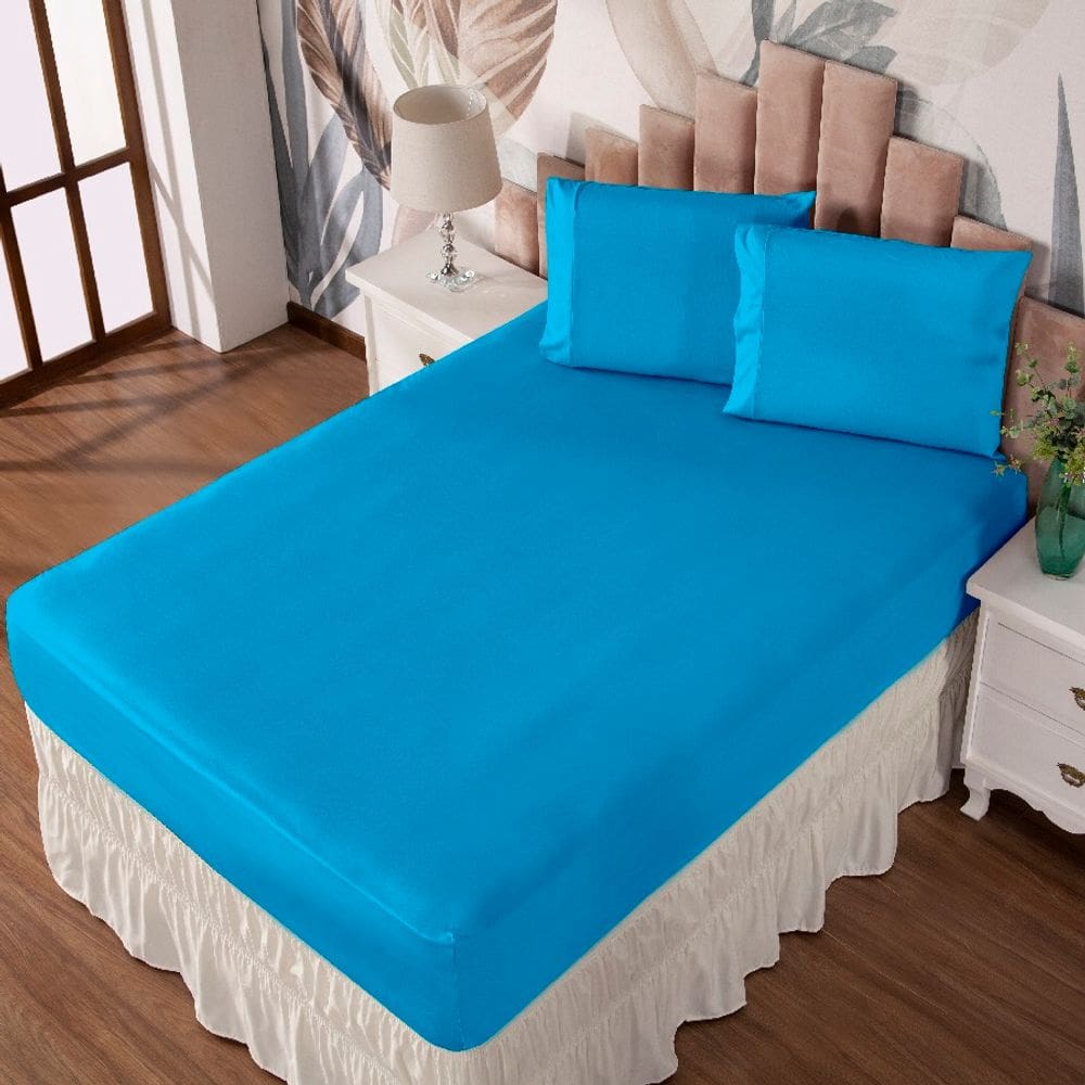 Jogo de Cama Solteiro Lençol e Fronha Prático Malha Lisa 2 Peças