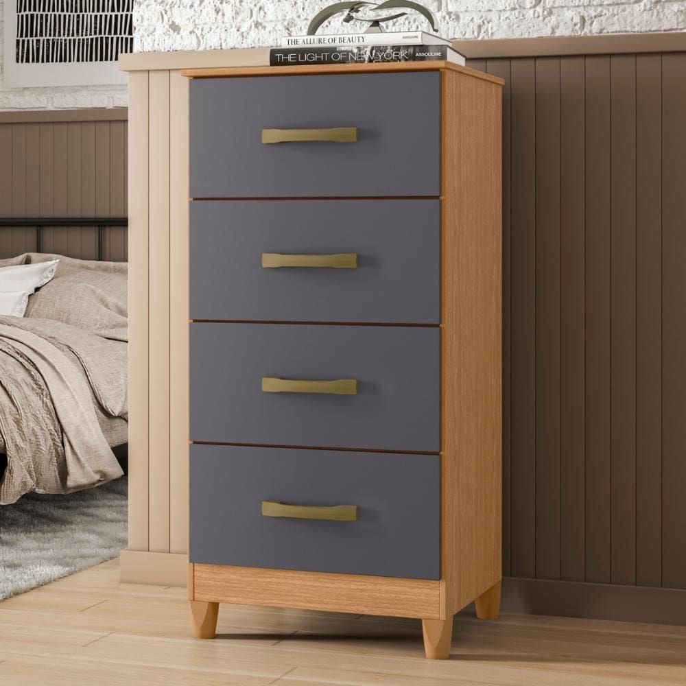 Comoda 4 Gavetas Alasca Freijó Titanium