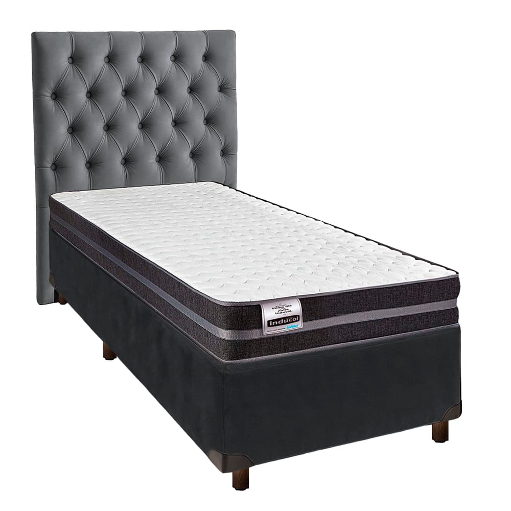 Kit Cabeceira + Cama Box + Colchão Solteiro Molas Ultralastic Bogota Inducol
