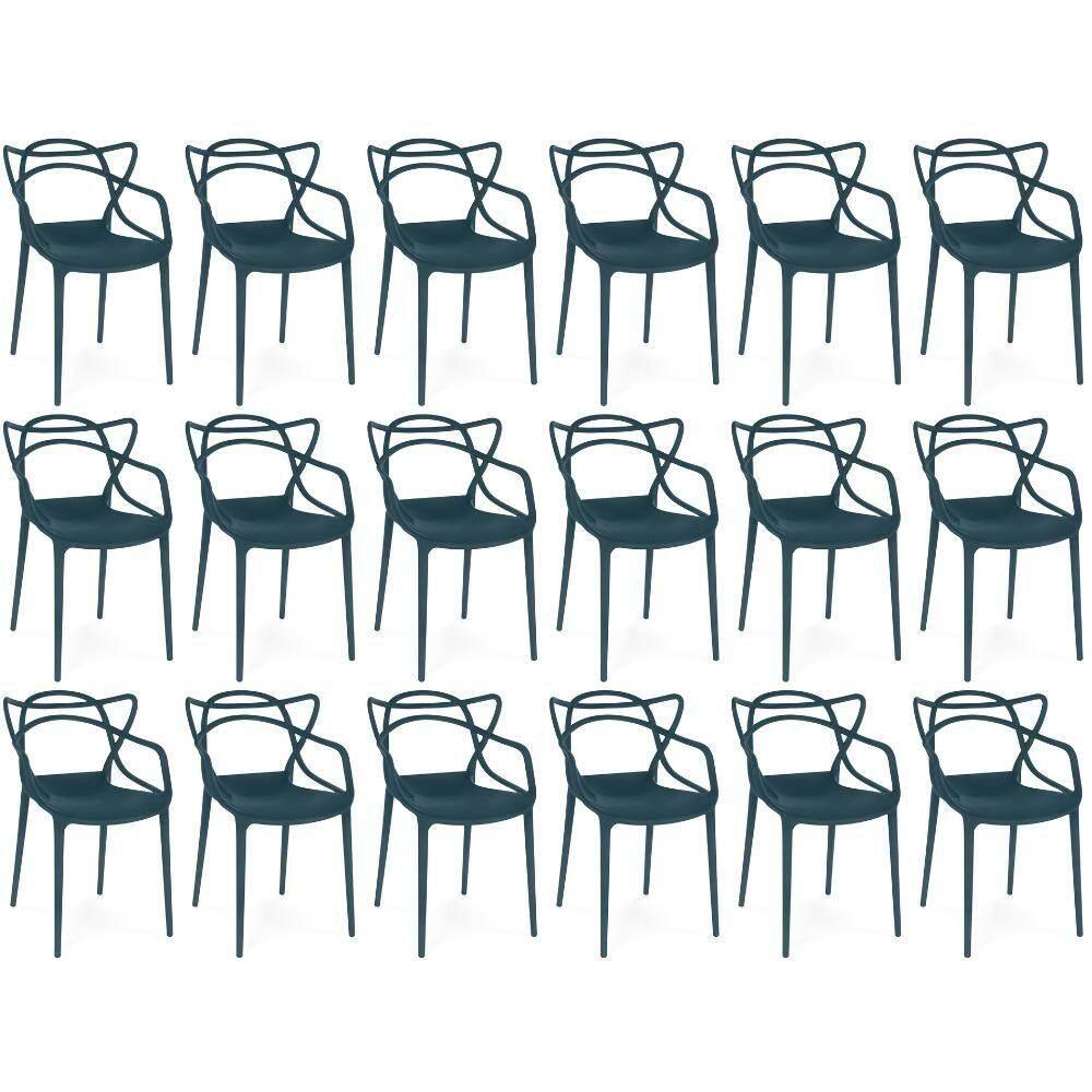 Kit 18 Cadeiras De Jantar Allegra Design Empilhável - Azul Marinho