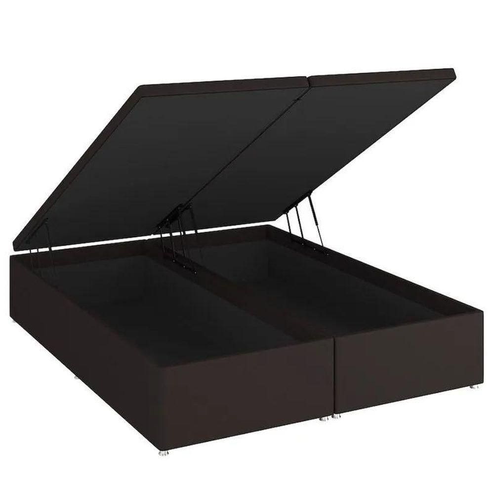 Base Baú Linho Marrom Queen (158x198x39) - Ortobom