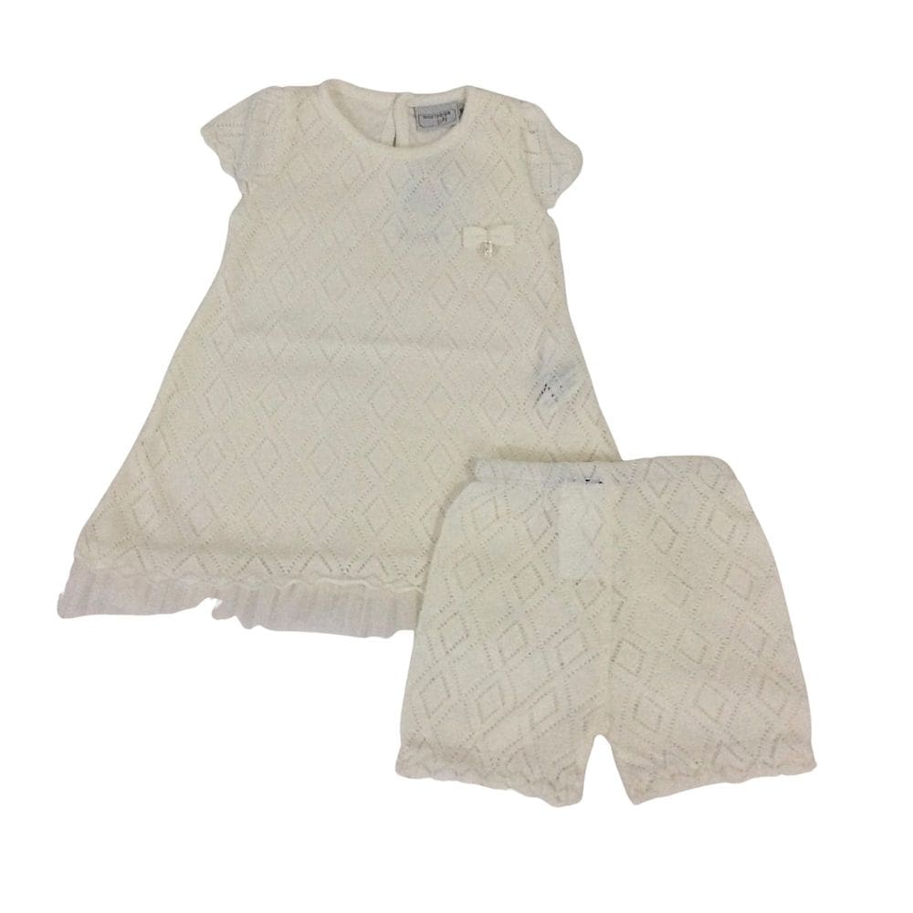 Vestido infantil linha com bordados Noruega cru