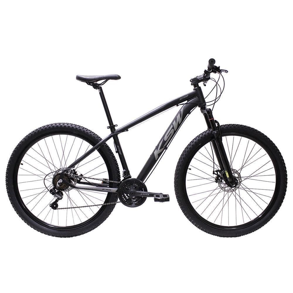 Bicicleta Aro 29 Ksw Bike Alumínio Câmbios Shimano 21 Marchas Preto Fos -ad Prata 19