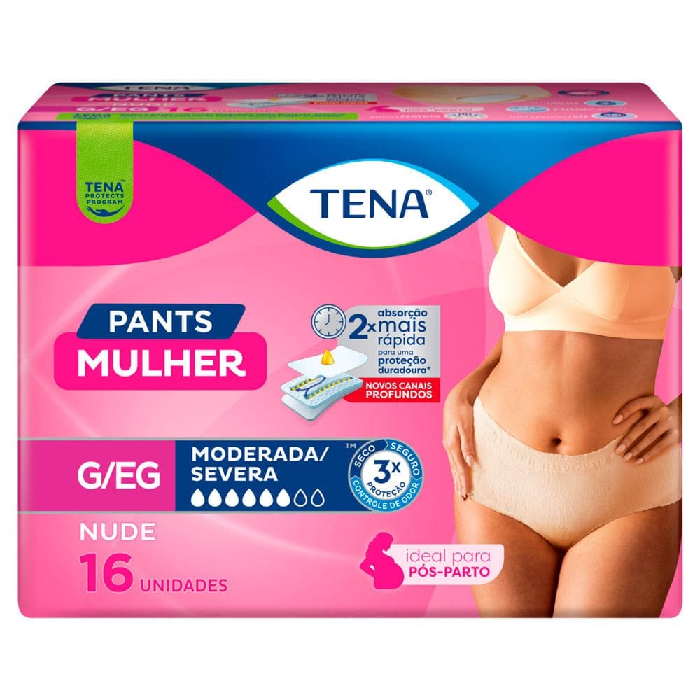 Roupa Íntima Tena Pants Mulher Tamanho G/EG Nude 16 Unidades Descartáveis
