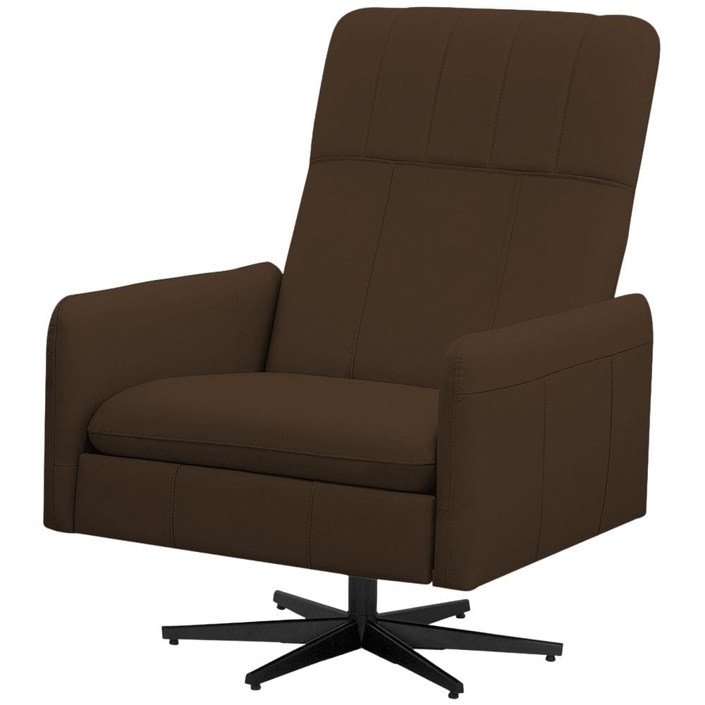 Poltrona Decorativa Giratória Retrátil Reclinável Lutor L06 Couro Marrom - Lyam Decor