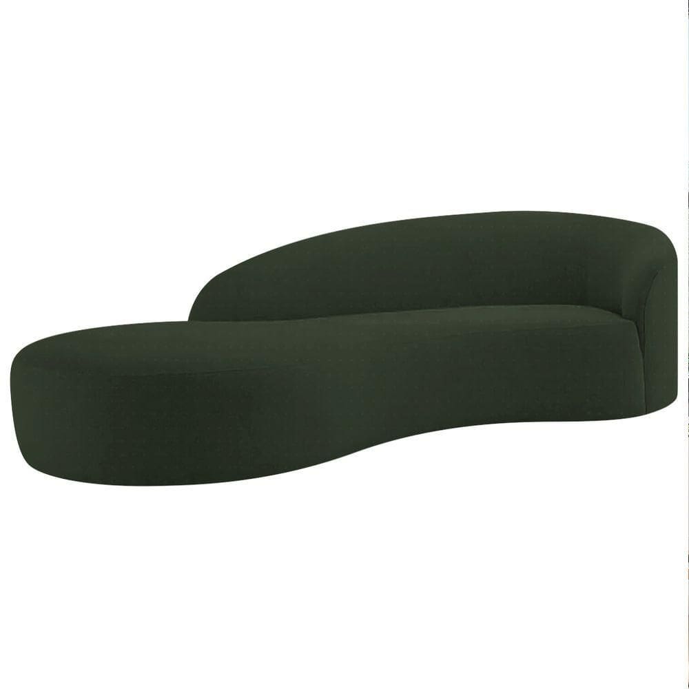 Divã Recamier Orgânico França 160cm Lado Esquerdo Linho - Doce Sonho Móveis Verde