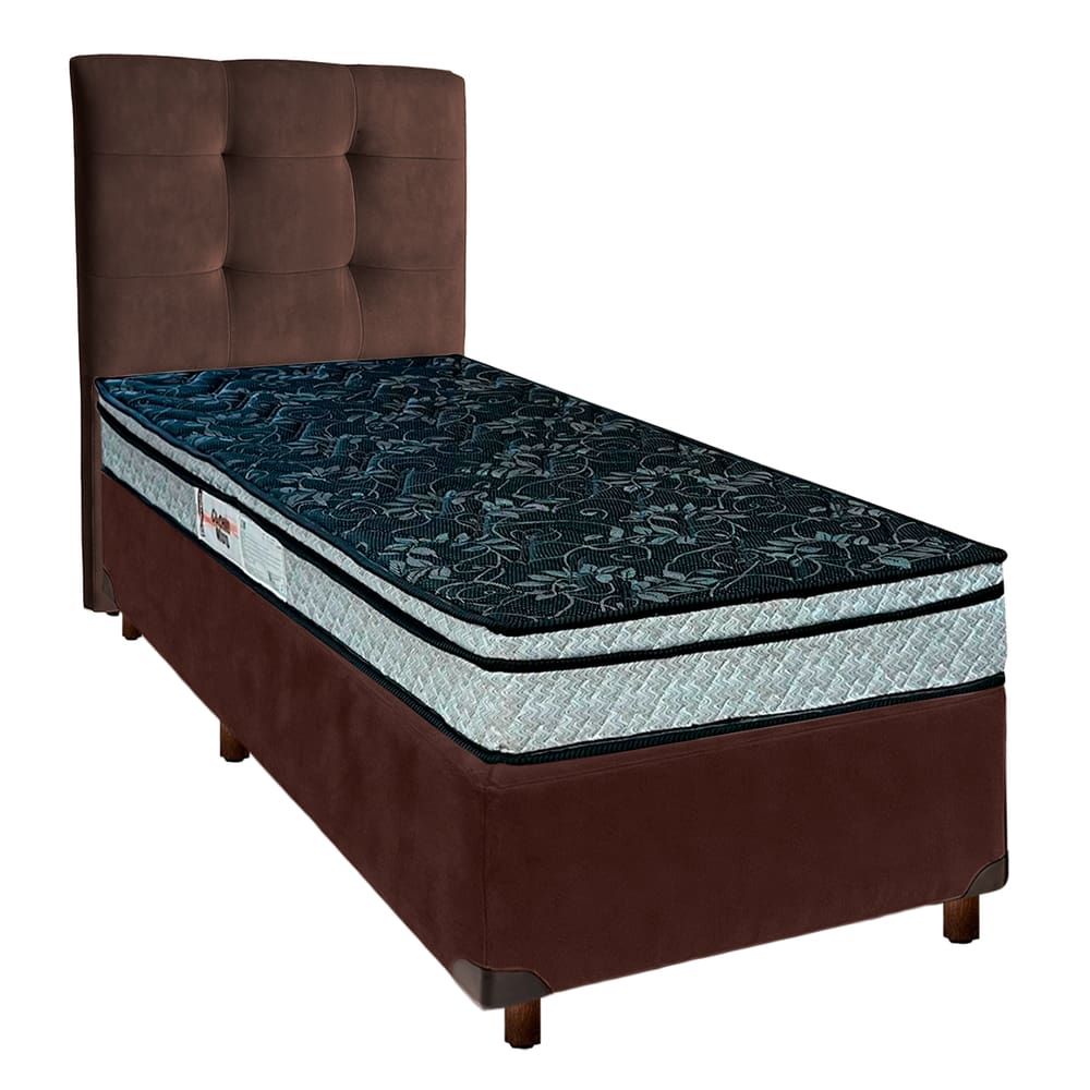 Kit Cabeceira + Cama Box + Colchão Solteiro D28 Conforto Paropas