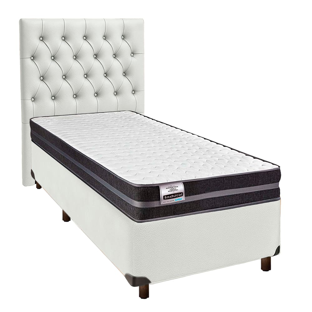 Kit Cabeceira + Cama Box + Colchão Solteiro Molas Ultralastic Bogota Inducol