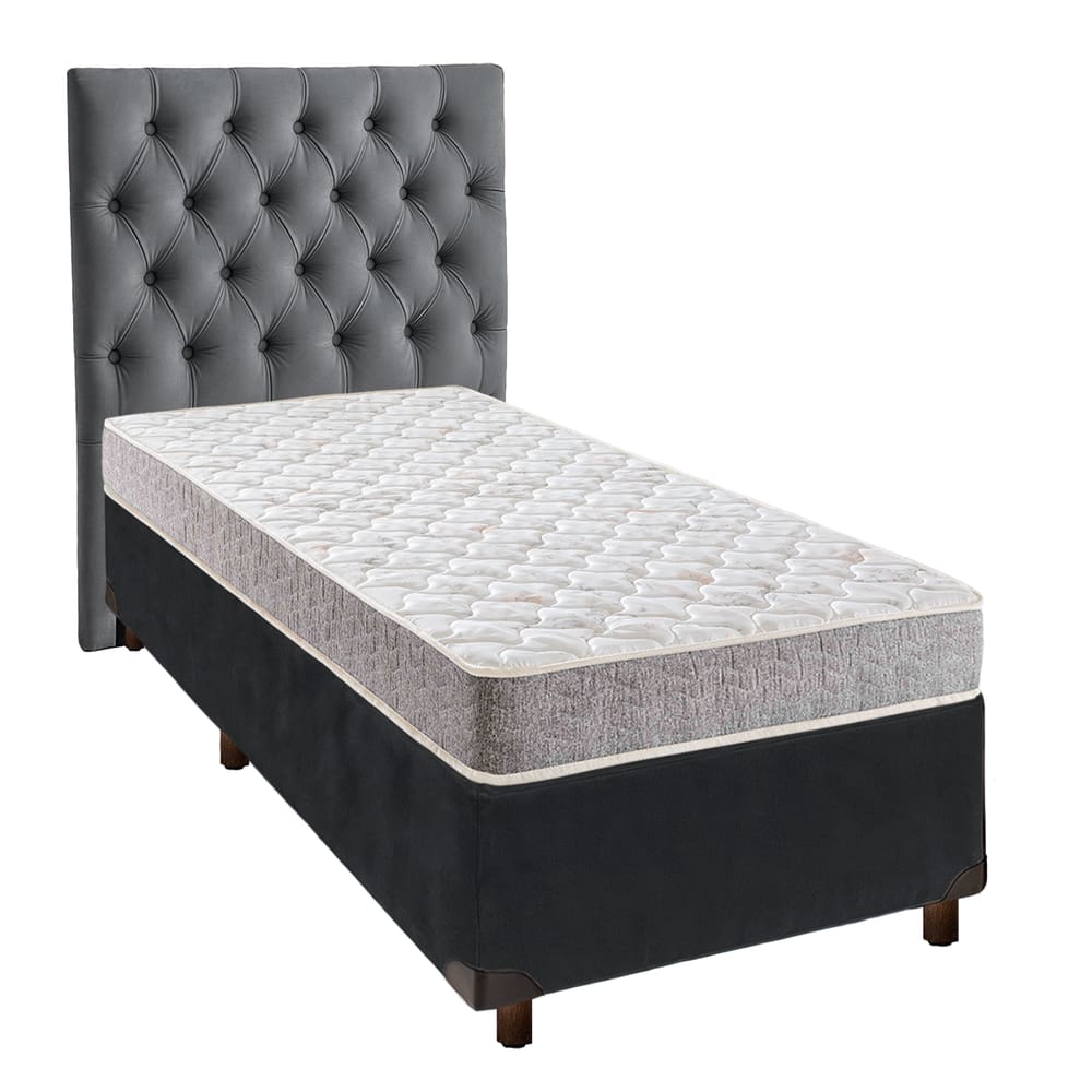 Kit Cama Box + Cabeceira + Colchão Solteiro D33 - D33 - Inducol