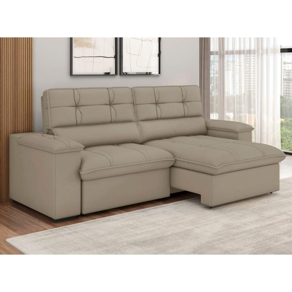 Sofá Retrátil 3 Lugares Castor Londres Slim C/USB 2.40 Besthouse