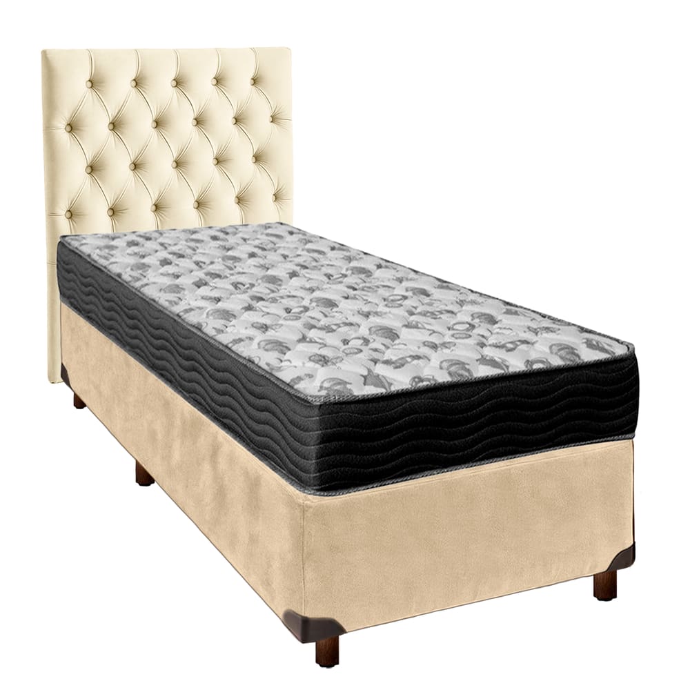 Kit Cama Box + Cabeceira + Colchão Solteiro D33 - Iso100 - Ortobom