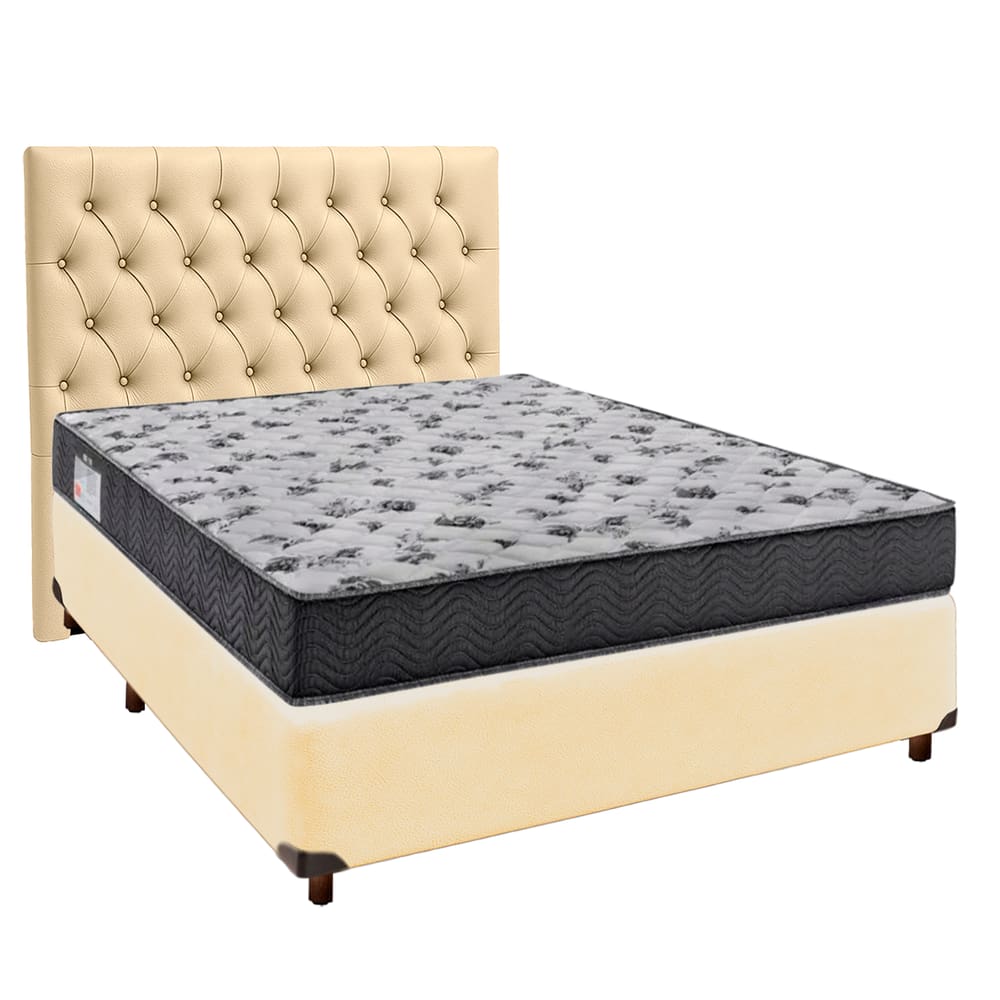 Kit Cama Box + Cabeceira + Colchão Casal D33 - Iso100 - Ortobom