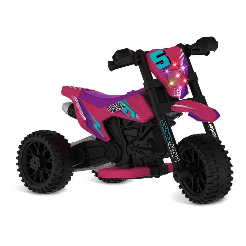 Moto Cross Elétrica 6V Rosa - Bandeirante