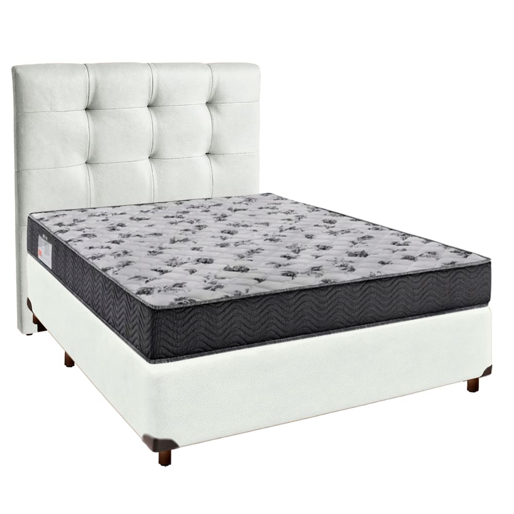 Cama Box + Colchão Casal Ortobom D33 Iso100 + Cabeceira Estofada