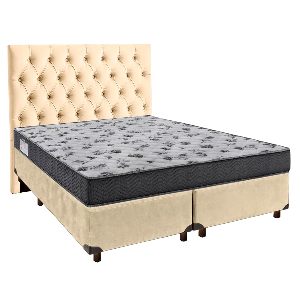 Cama Box + Colchão Casal Ortobom D33 Iso100 + Cabeceira Estofada