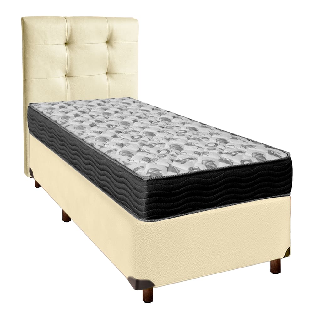 Kit Cabeceira + Cama Box + Colchão Solteiro D33 Iso100 Ortobom