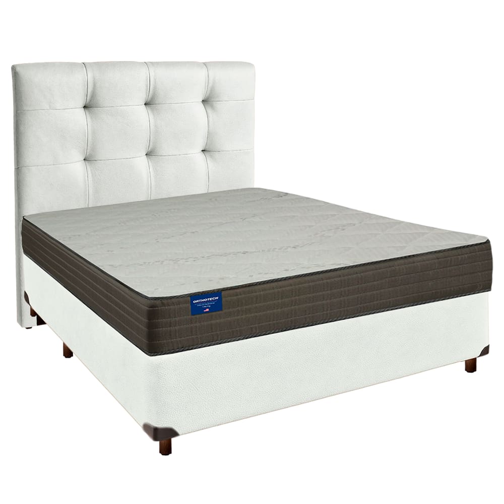 Cama Box + Colchão Casal D33 Orthotech Inducol + Cabeceira Estofada