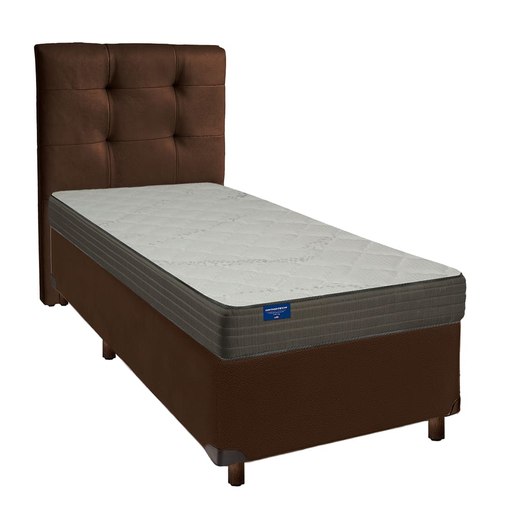 Cama Box + Colchão Solteiro D33 Orthotech Inducol + Cabeceira Estofada