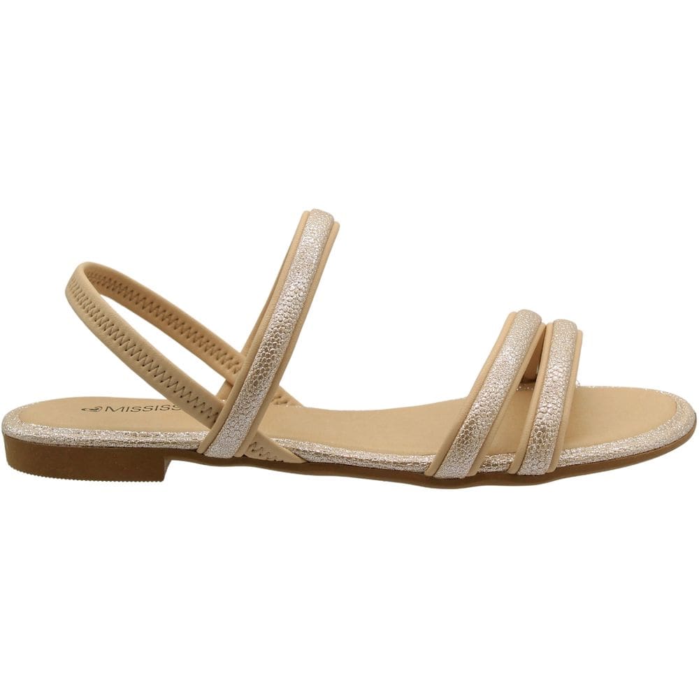 Sandália Rasteira Mississipi Rives Tiras Metalizada Feminina