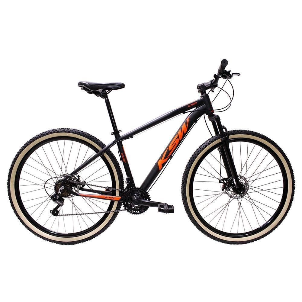 Bicicleta Aro 29 Ksw 21 Marchas Alumínio Cambio Shimano Freio A Disco Preto Fos -ad Laranja 21