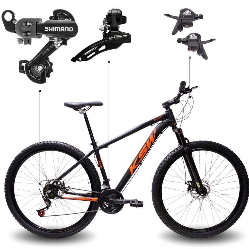 Bicicleta Aro 29 Bike Ksw Xlt Shimano Freio Hidráulico 21 Marchas Preto Fos -ad Laranja 15