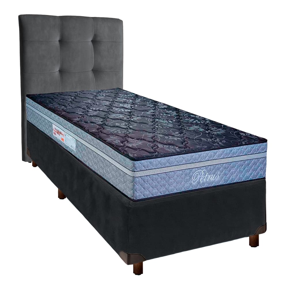 Kit Cabeceira + Cama Box + Colchão Solteiro Molas Ensacadas Petrus Paropas