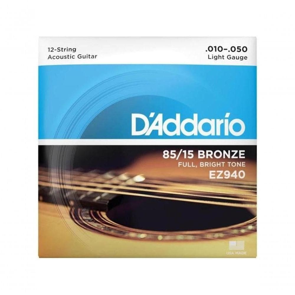 Encordoamento Violão Aço 12 Cordas .010-.050 85-15 Bronze Ez940 D Addario