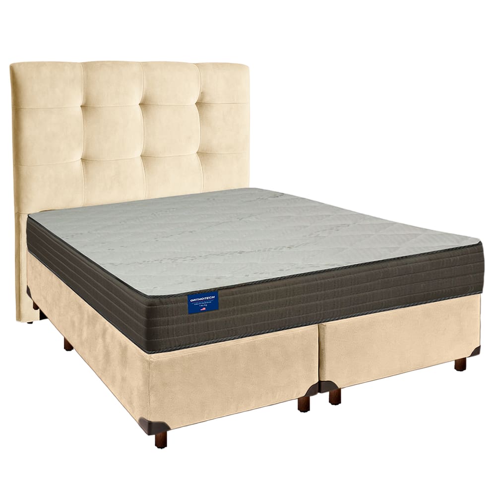 Cama Box + Colchão Queen D33 Orthotech Inducol + Cabeceira Estofada