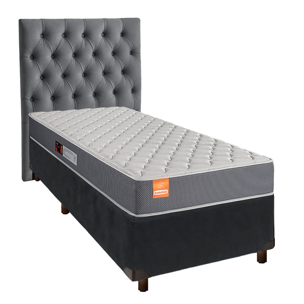Kit Cabeceira + Cama Box + Colchão Solteiro D23 Pro Inducol