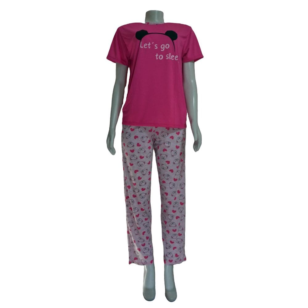 Pijama Feminino Manga Curta Calça e Short Gola Careca