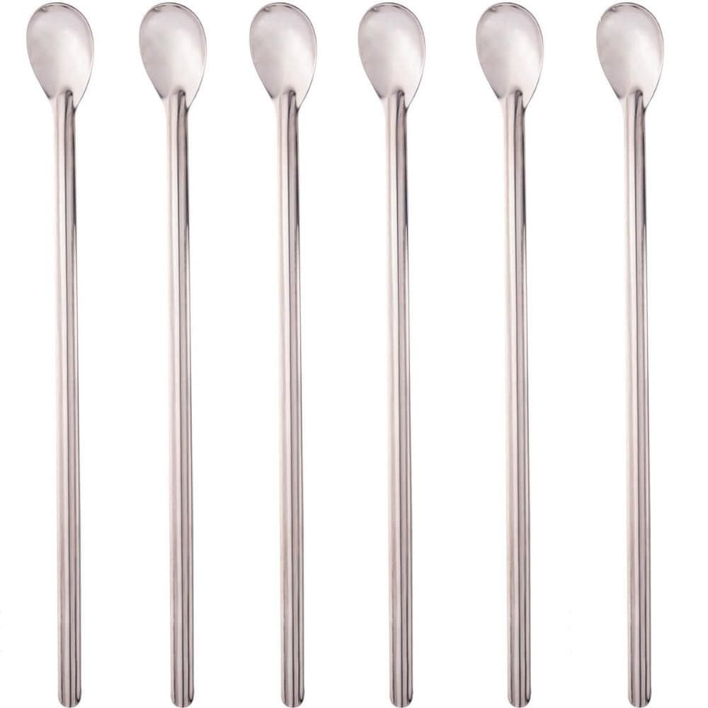 Kit 6 Colheres Bailarinas para Drinks Sucos 30cm Aço Inox Longas Lyor Barman Bartender