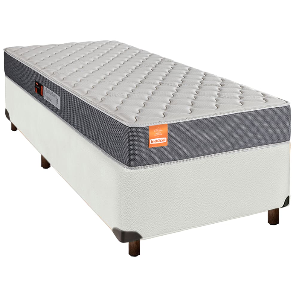 Conjunto Cama Box Branco Solteiro + Colchão D23 Pro Inducol