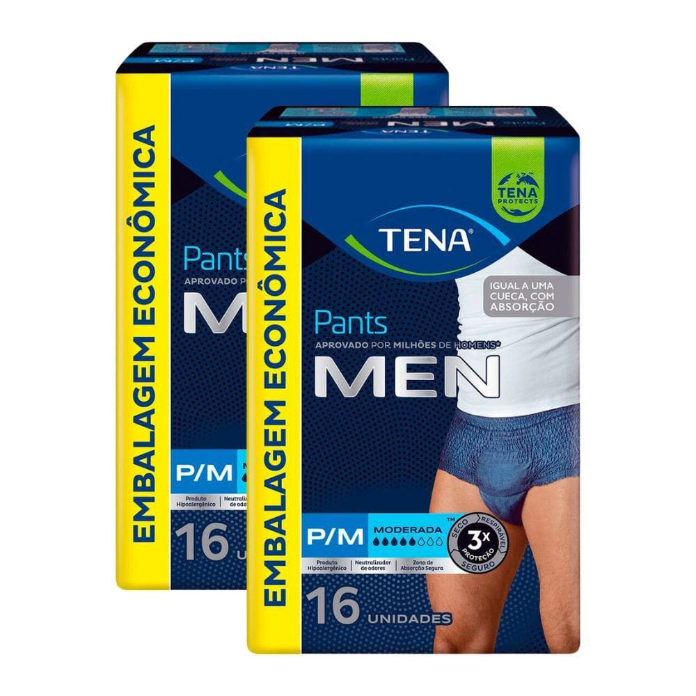 Kit 2 Roupa Íntima Descartável Tena Pants Men Tamanho P/M com 16 Unidades