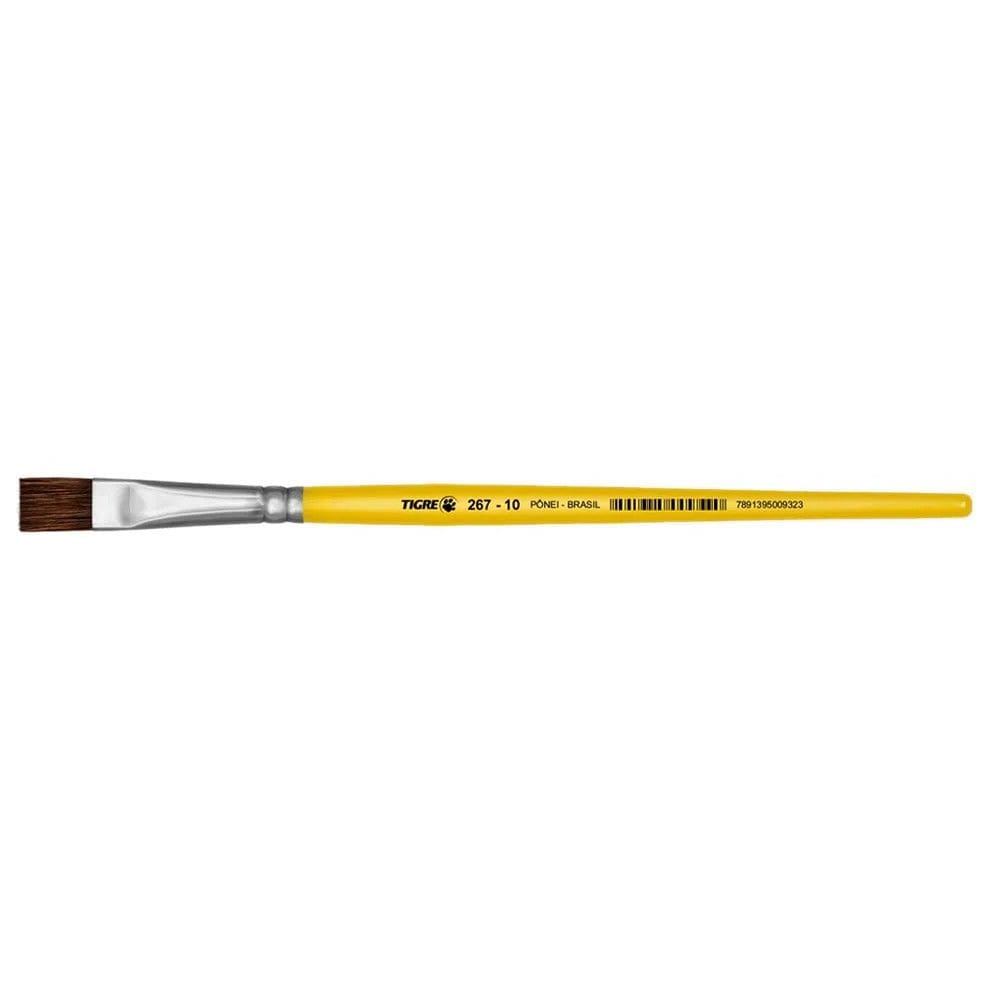 Kit 24 Pincel Escolar 267 Chato Nº 10 Amarelo Tigre
