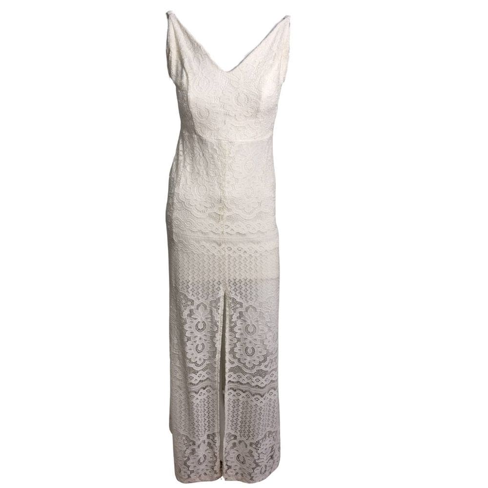 Vestido Feminino Longo Renda Off White Alça