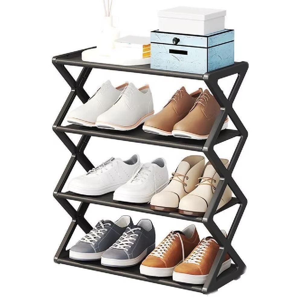 Sapateira Vintage 4 Prateleiras Portátil – Para Até 8 Pares De Sapatos - Preta