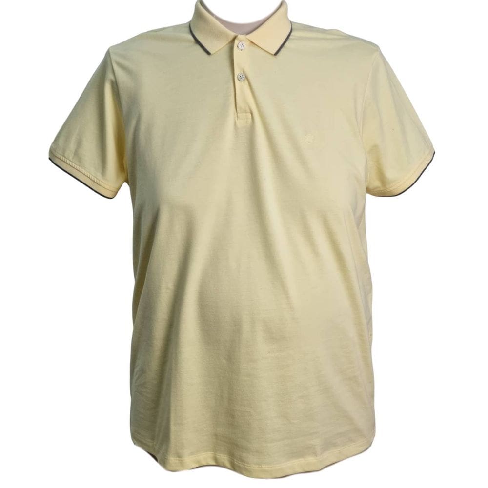 Camiseta Polo Masculina Cratus Plus Size Amarela 100% Algodão
