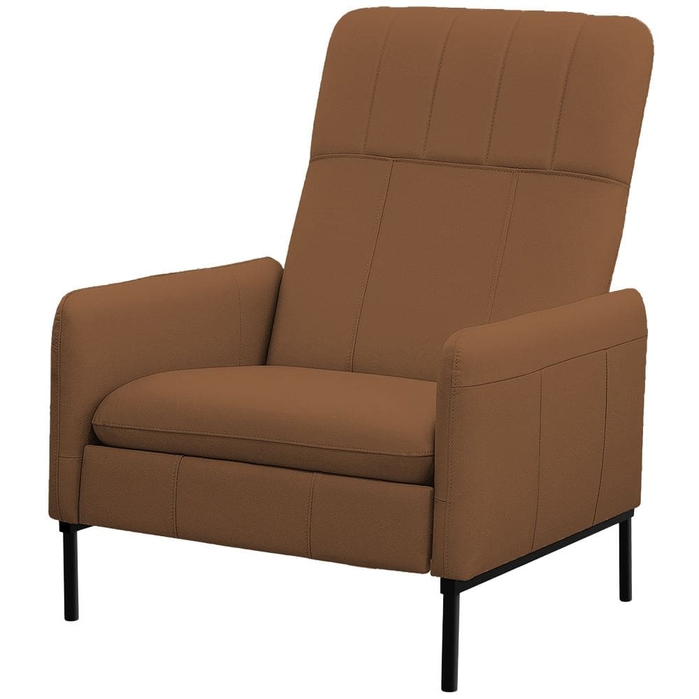 Poltrona Decorativa Fixa Retrátil Reclinável Lutor L06 Couro Caramelo - Lyam Decor