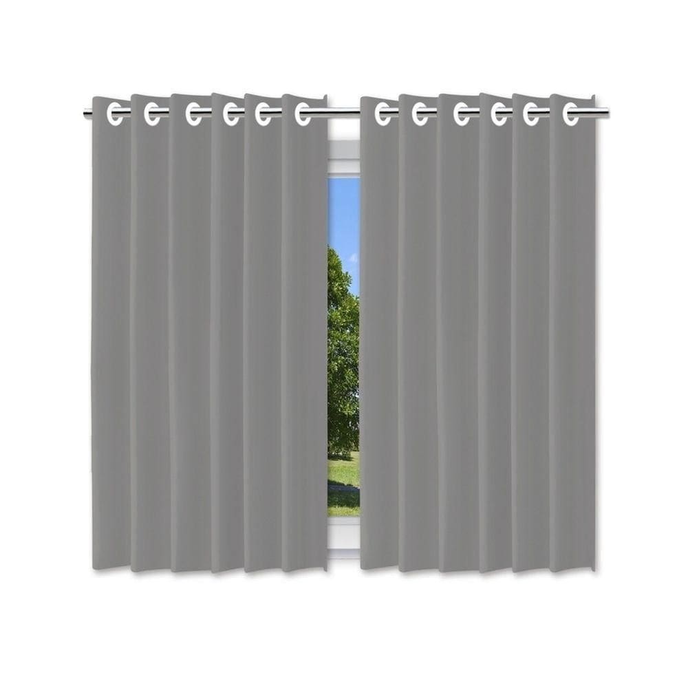 Cortina Blackout Cinza Pvc 280x280cm Com Ilhós Corta Luz