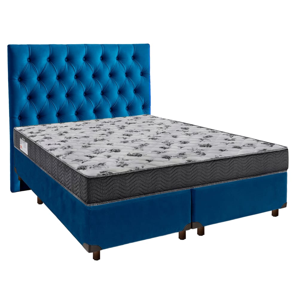 Cama Box + Colchão Casal Ortobom D33 Iso100 + Cabeceira Estofada