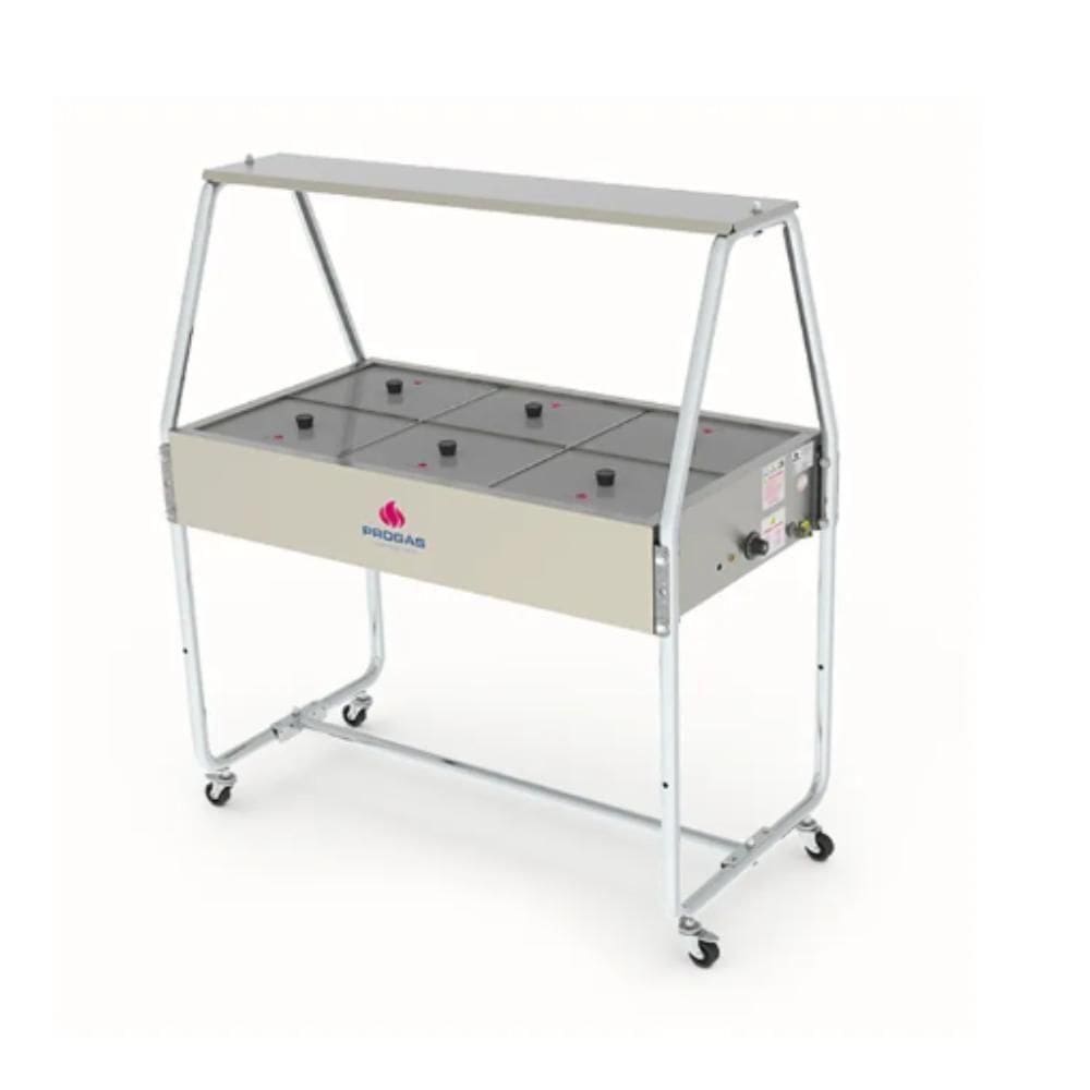 Buffet Térmico Progás 6 Cubas Tampas de Vidro Prb-06gn 220v