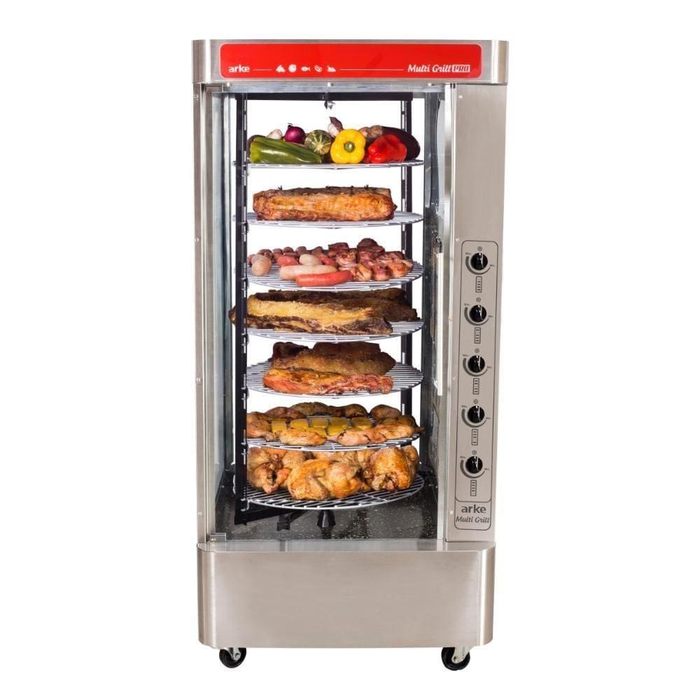 Assador A Gás Arke Multi Grill Inox Com 7 Grades e 5 Queimadores Alta Capacidade Bivolt - 5177