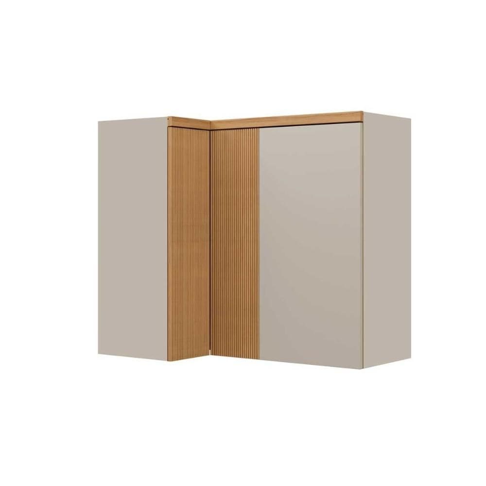 Armário Aéreo Cozinha Modulado Allure de canto c/ 3 portas 93cm Jequitiba/Gris Fosco - Linea Brasil
