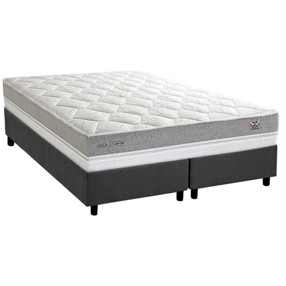 Cama Box King: Colchão Molas Ensacadas Herval Maxspring C1672 + Base CRC Suede Gray (193x203)